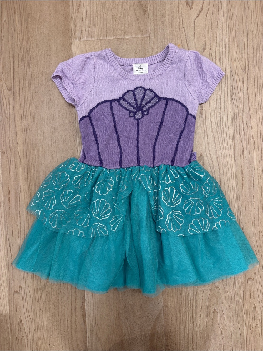 Disney Princess Ariel Little Mermaid Purple Teal Shell Sweater Tulle Dress 3T
